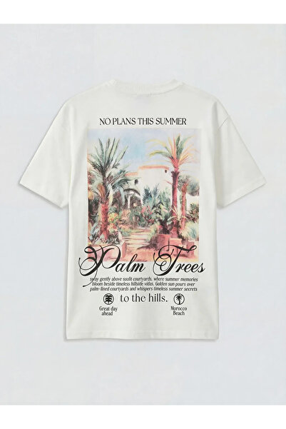 LC Waikiki Tricou alb pentru băiat cu decolteu cu imprimeu