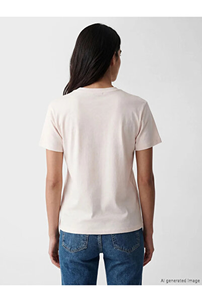 LC Waikiki Γυναικείο μπλουζάκι Ecru Crew Neck με στάμπα Los Angeles