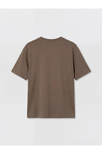 LC Waikiki Καφέ γυναικείο μπλουζάκι με λαιμόκοψη ποδηλάτου και απαλή υφή