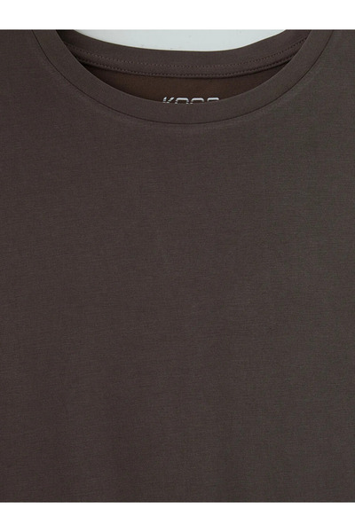 LC Waikiki Καφέ Γυναικείο Αθλητικό T-Shirt με λαιμόκοψη ποδηλάτου