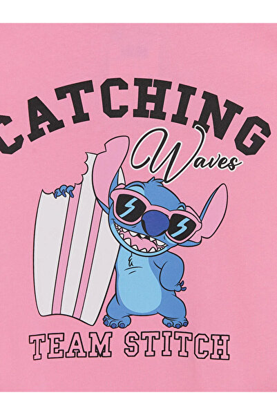 LC Waikiki Pink Stitch Printed Girls' T-Shirt