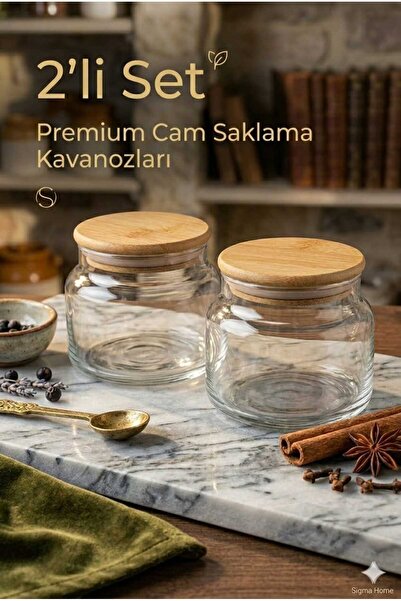 Funny Life Set of 2 Premium Glass Storage Jars -8 cm
