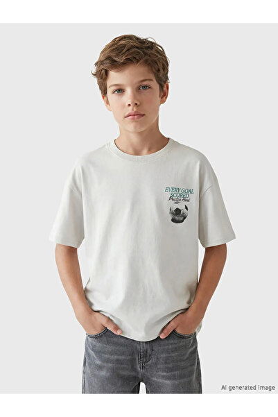 LC Waikiki Μπεζ μπλουζάκι με στάμπα για αγόρι