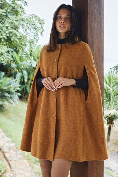 hacker Women's Daily Premium Comfort Coffee Color Sleeveless Cashmere Coat Po...