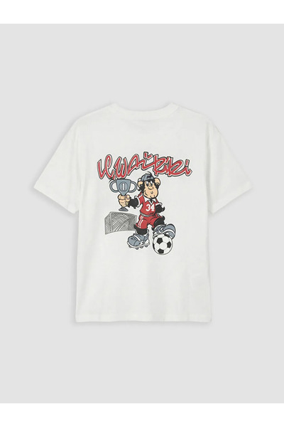 LC Waikiki Λευκό μπλουζάκι για αγόρια με στάμπα Nostalgic Monkey