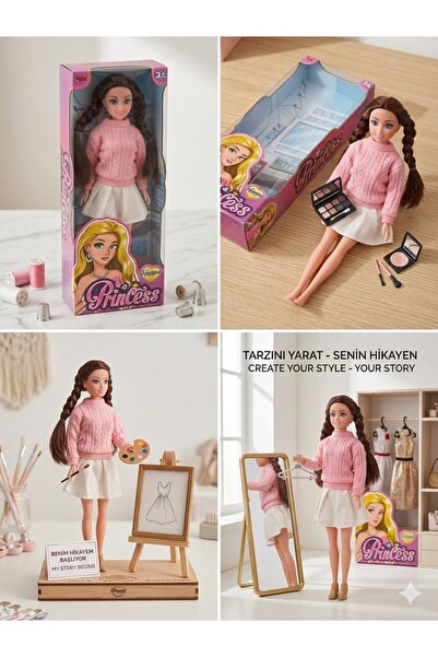 mavi su dünyası Kazaklı Örgü Saçlı Etekli Bebek 30 Cm Model Oyuncak Bebek Mod...
