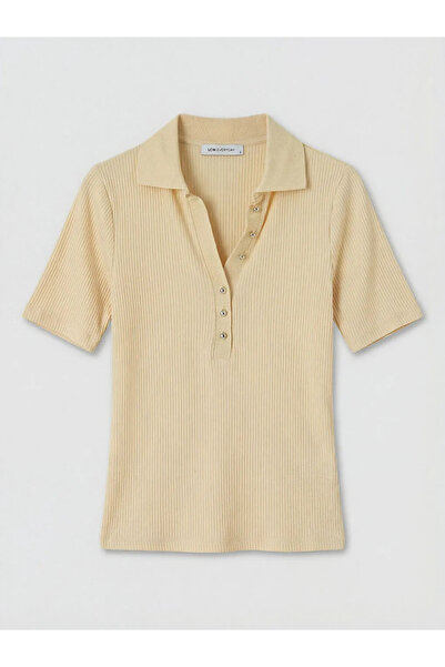 LC Waikiki Γυναικείο μπλουζάκι μπεζ Polo Neck