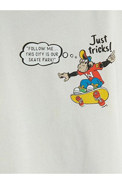 LC Waikiki Μπλουζάκι για αγόρια με στάμπα Ecru Nostalgic Monkey