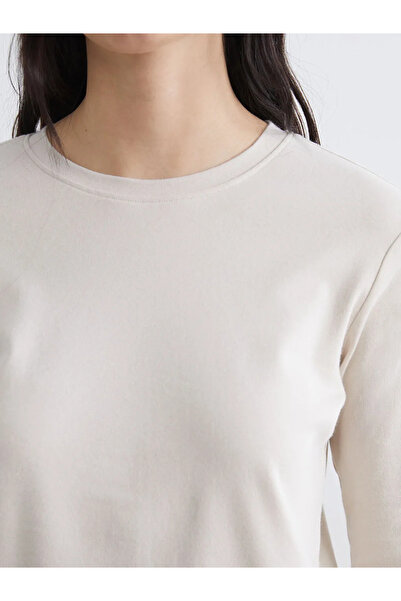 LC Waikiki Γυναικείο κορμάκι με λαιμόκοψη σε μπεζ χρώμα