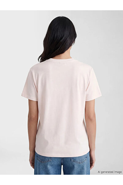 LC Waikiki Γυναικείο T-Shirt με στάμπα Ecru Crew Neck