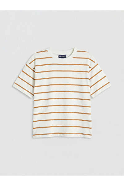 LC Waikiki Καφέ μπλουζάκι για αγόρια με στάμπα και λαιμόκοψη ποδηλάτου, σετ 2...