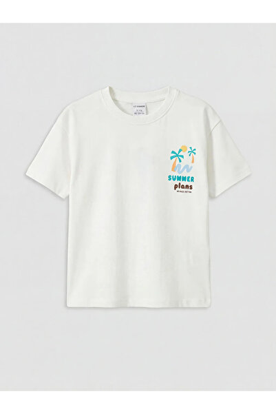 LC Waikiki Λευκό εμπριμέ μπλουζάκι για αγόρι