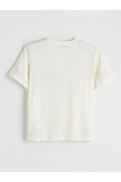 LC Waikiki Γυναικείο T-Shirt Ecru Crew Neck Κεντημένο