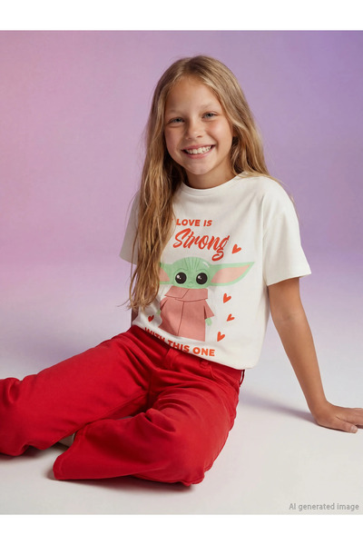 LC Waikiki White Star Wars Printed Girls' T-Shirt