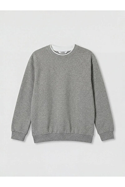 LC Waikiki Γκρι μπλουζάκι με υφή για αγόρια με λαιμόκοψη ποδηλάτου