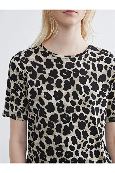 LC Waikiki Γυναικείο μπλουζάκι με καφέ λεοπάρ σχέδιο