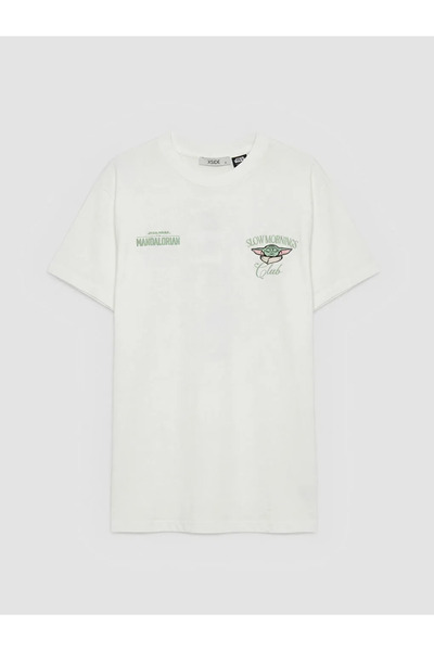 LC Waikiki Λευκό γυναικείο μπλουζάκι με στάμπα The Mandalorian