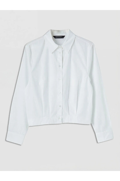 LC Waikiki Λευκό πουκάμισο με πιέτες και λεπτομέρειες για γυναίκες