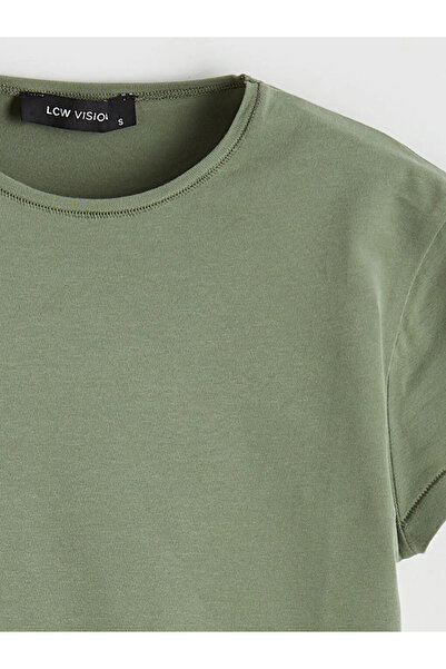 LC Waikiki Χακί Γυναικείο T-Shirt Με Λαιμόκοψη Crew