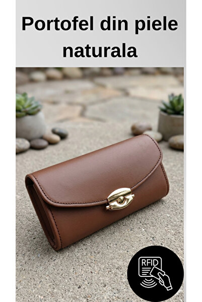 OEM Γυναικείο πορτοφόλι από γνήσιο δέρμα, με θήκες, κλείσιμο με κούμπωμα, χει...