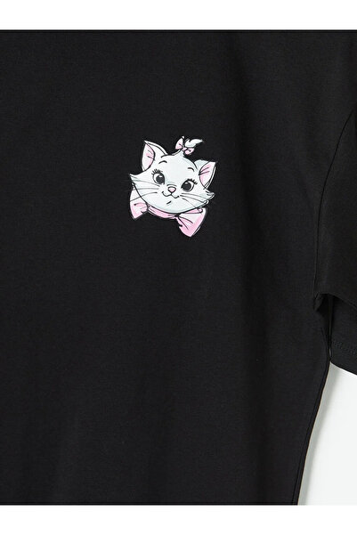 LC Waikiki Μαύρο γυναικείο μπλουζάκι με στάμπα Aristocats