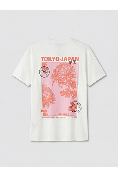 LC Waikiki Λευκό γυναικείο μπλουζάκι με στάμπα Tokyo