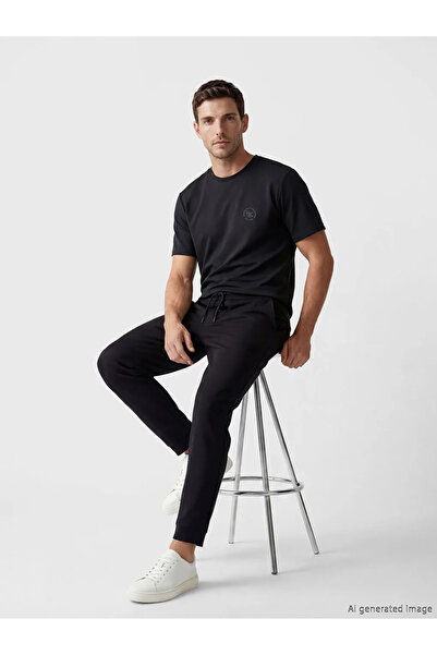 LC Waikiki Tricou negru pentru bărbați, cu broderie standard