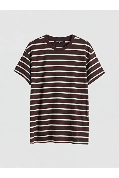 LC Waikiki Γυναικείο μπλουζάκι με ριγέ λαιμόκοψη εκρού