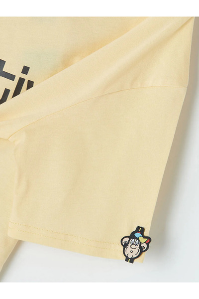 LC Waikiki Κίτρινο μπλουζάκι για αγόρια με στάμπα Nostalgic Monkey