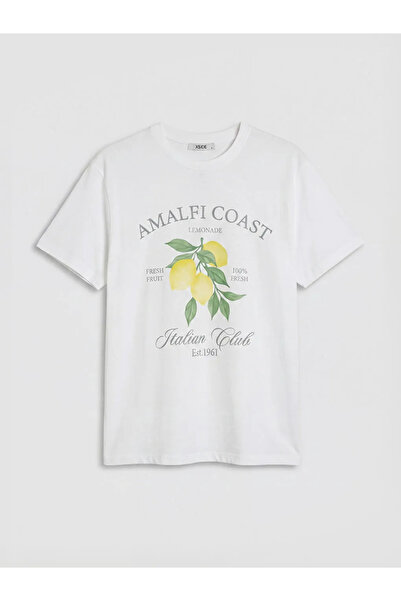 LC Waikiki Γυναικείο μπλουζάκι με λευκό λαιμόκοψη