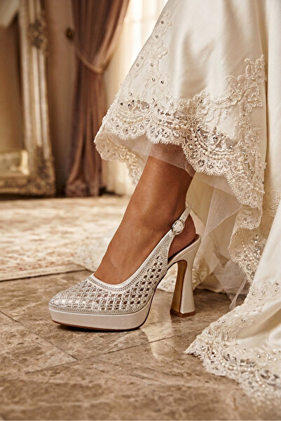 Modavien Γυναικεία πλατφόρμα 10 εκ. σε χρώμα εκρού με πέτρες (ΠΛΗΡΗΣ ΕΦΑΡΜΟΓΗ)