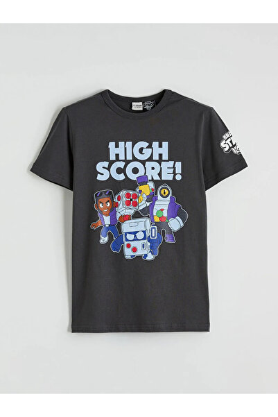 LC Waikiki Μπλουζάκι για αγόρια Anthracite Crew Neck Brawl Stars με τύπωμα