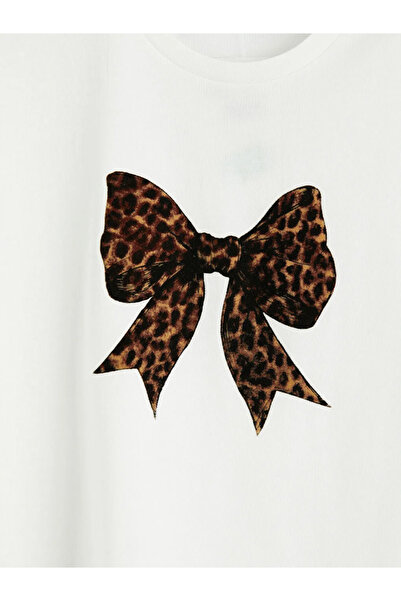 LC Waikiki Γυναικείο T-Shirt με λευκό λαιμόκοψη με φιόγκο