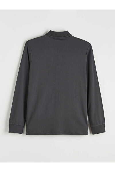 LC Waikiki Anthracite Polo Neck Long Sleeve Men's T-Shirt