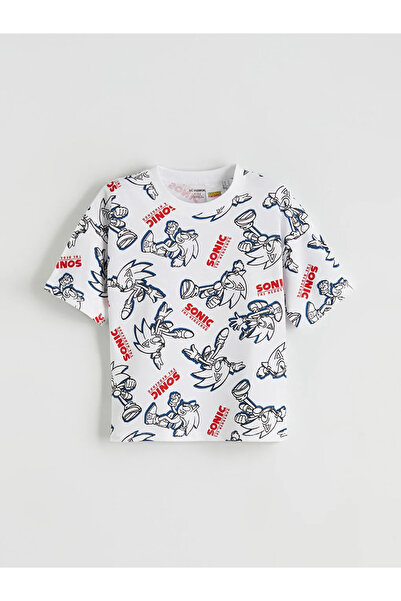 LC Waikiki Κόκκινο μπλουζάκι για αγόρια με στάμπα Sonic, σετ 2 τεμαχίων