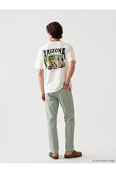 LC Waikiki Λευκό ανδρικό μπλουζάκι με στάμπα Nostalgic Monkey