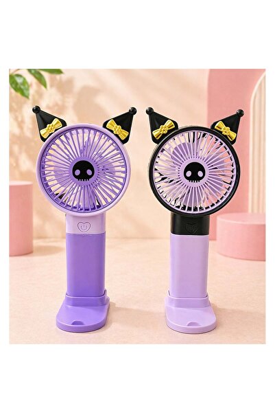 Store Kuromi Mini Şarjlı El Fanı 3 Kademeli Taşınabilir USB Sessiz Kawaii Ani...