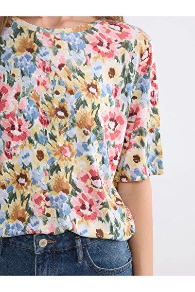 LC Waikiki Ροζ φλοράλ γυναικείο μπλουζάκι