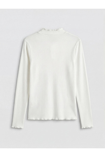 LC Waikiki Λευκό γυναικείο κορμάκι με βολάν και όρθιο λαιμό