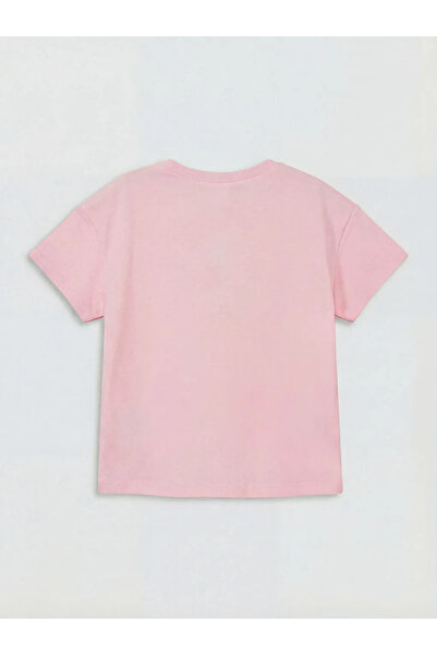 LC Waikiki Μπλουζάκι για κορίτσια με ροζ φιόγκο και στάμπα με πέτρες