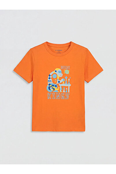 LC Waikiki Πορτοκαλί μπλουζάκι με στάμπα για αγόρια