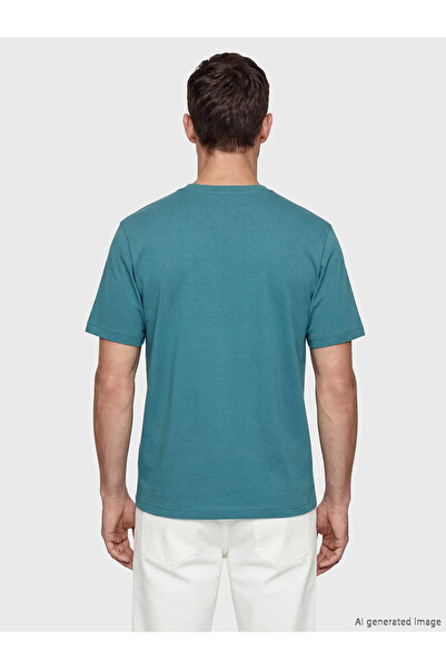 LC Waikiki Ανδρικό μπλουζάκι Petrol Antalya με στάμπα και λαιμόκοψη ποδηλάτου