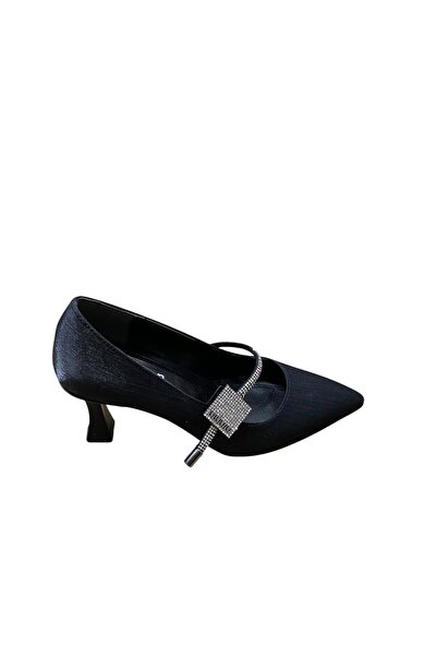 Yaren Moda Γυναικείο σατέν στιλέτο με τακούνι σε σχήμα κύπελλου και πέτρες