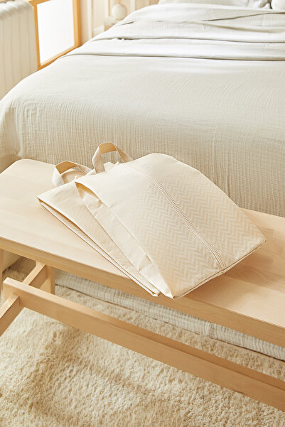 Ocean Home Textile 2 τεμάχια Μπεζ οργανωτής παπουτσιών με σχέδιο ψαροκόκαλο, ...