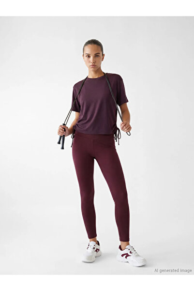 LC Waikiki Γυναικείο αθλητικό μπλουζάκι από μείγμα μοντάλ με κορδόνι περίσφιξ...