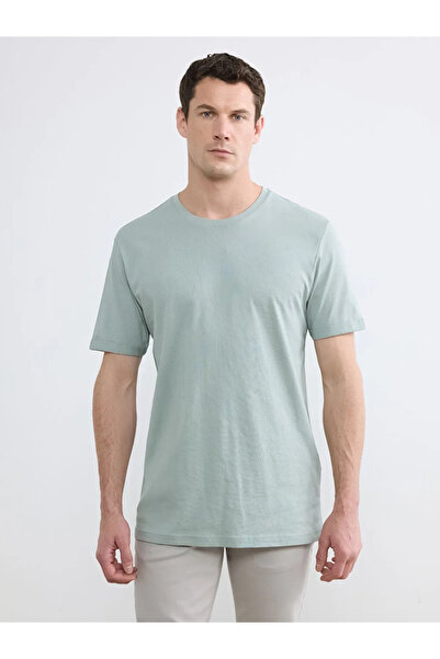 LC Waikiki Tricou verde pentru bărbați, slim fit, cu gât crewneck