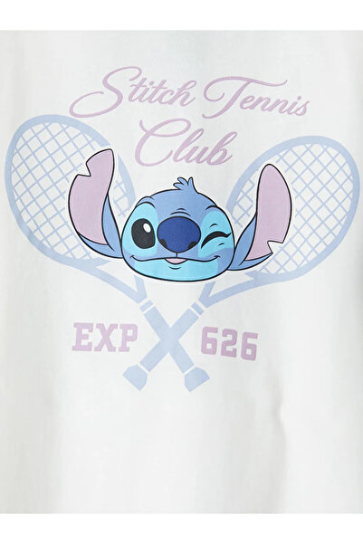 LC Waikiki Beyaz Stitch Baskılı Kız Çocuk Tişört