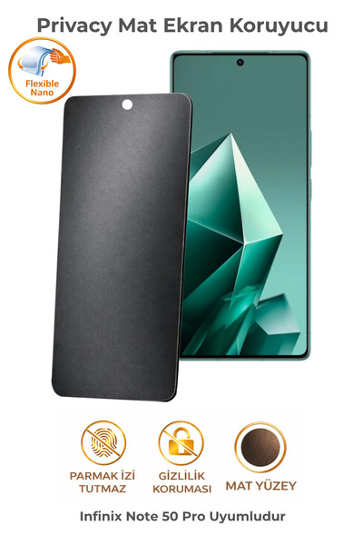 ADR Phone Accessories İnfinix Note 50 Pro Privacy Mat Ekran Koruyucu Gizlilik...