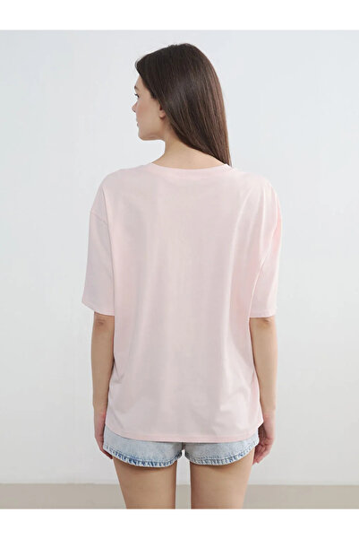 LC Waikiki Ροζ Oversize Γυναικείο T-Shirt με στάμπα