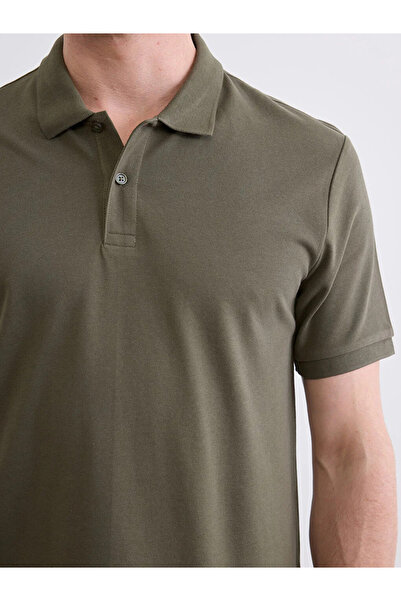 LC Waikiki Ανδρικό μπλουζάκι Πικέ με γιακά Πόλο σε χρώμα Χακί
